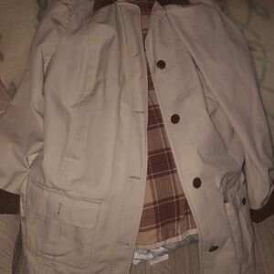 L.L. Bean Tan Jacket with Brown Details